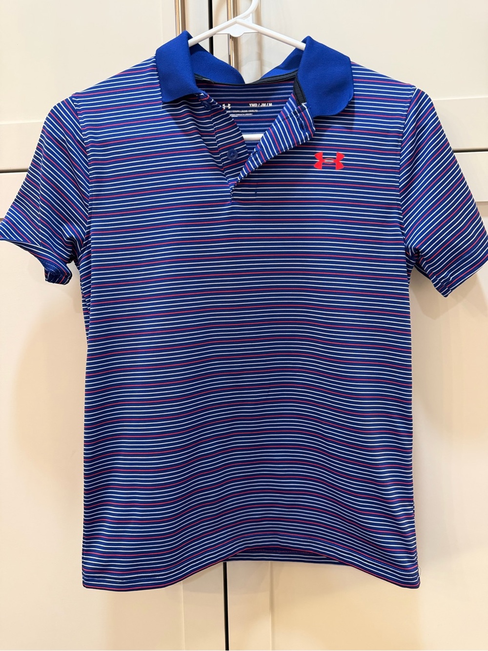 Under Armour boys Blue Striped Polo Shirt - Performance Golf Tee-YM